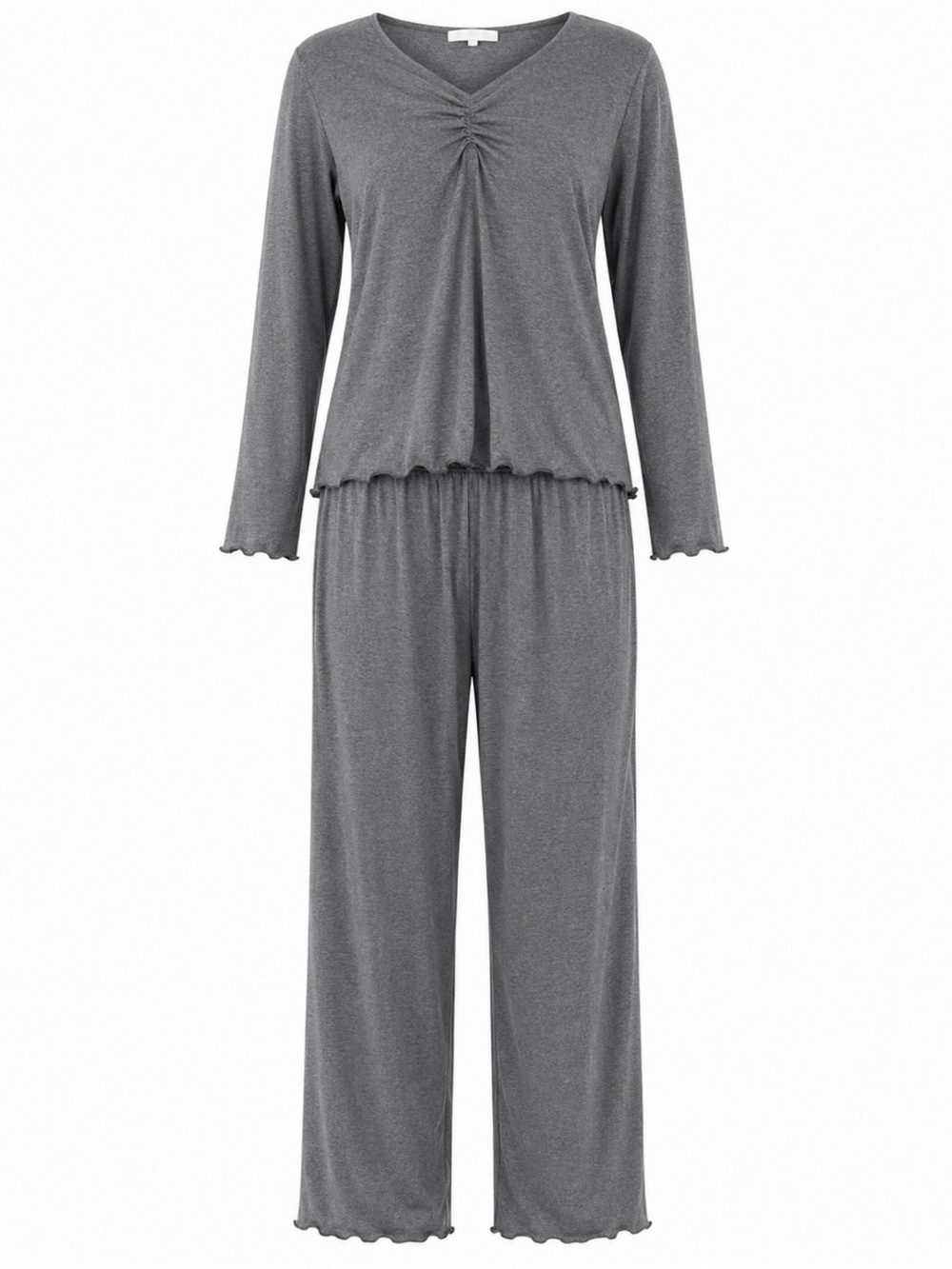 Ekouaer Women's XL Gray 2 Piece Pajama Lounge Set - Soft Long Sleeve Top & Pants